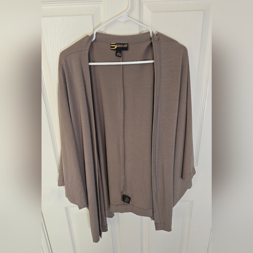 Serena Williams Signature Statement Batwing Cardigan Open Front Stretchy Brown L